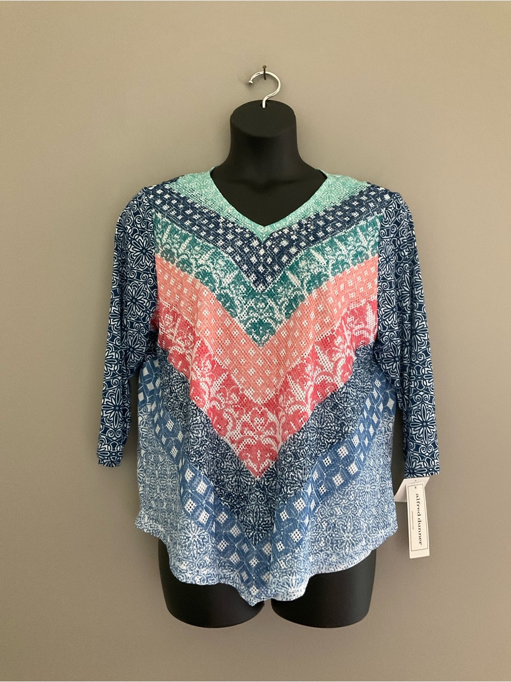 Alfred Dunner, NWT, Rhinestoned, Layered, Colorful Top